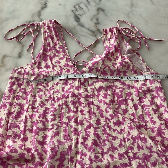 h&m tie detailed crepe v neck Maxi dress Pink Cream Loose Fit S/M - Picture 10 of 14